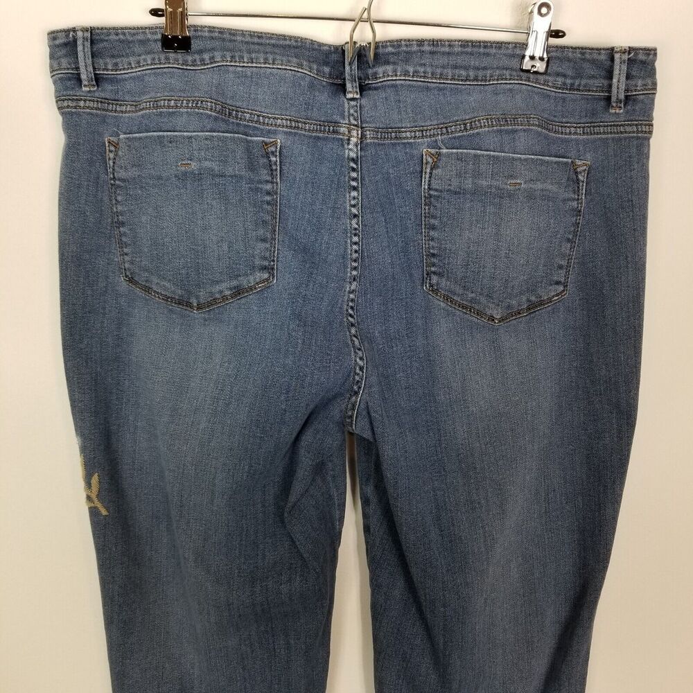 J.Jill Women Weekender Straight Leg Embroidered Denim Jeans Sz 18 Blue - Picture 5 of 7